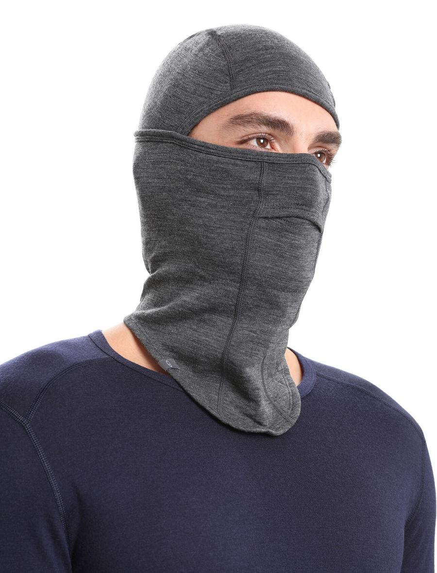 Icebreaker Unisex Merino Apex Balaclava Férfi Fejpánt Fekete Szürke | HU 1081QMAZ